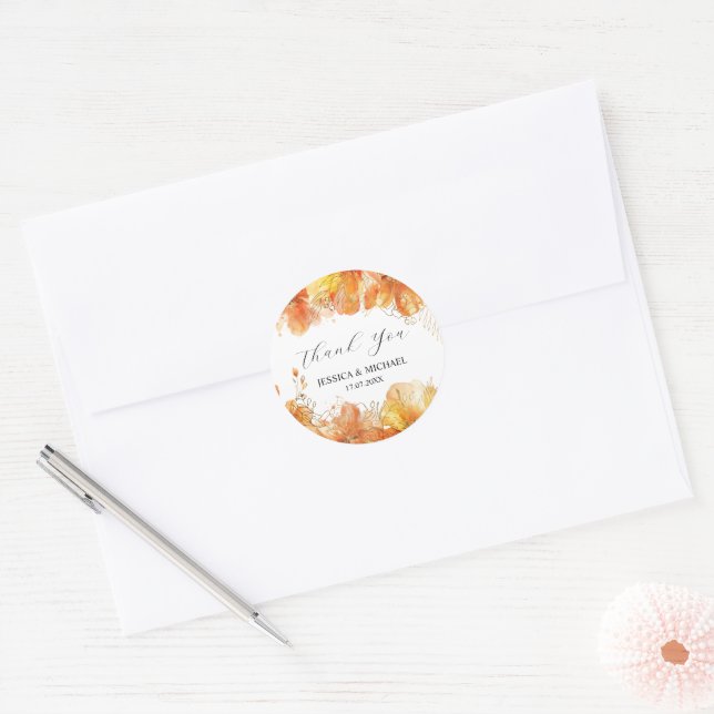 Sticker Rond Verona Coucher d'eau Floraux Merci Mariage (Enveloppe)