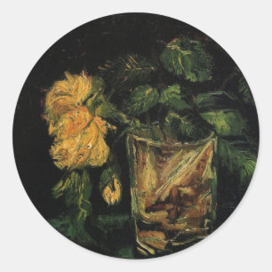 Sticker Rond Verre avec des roses par Vincent van Gogh