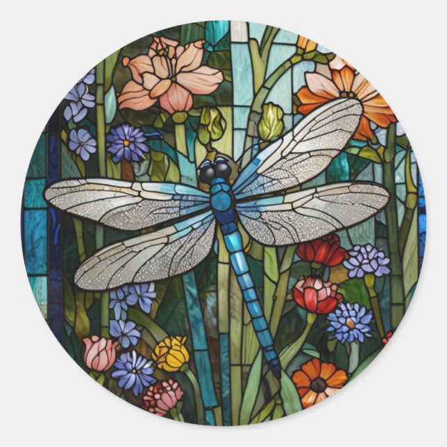Sticker Rond Verre de tache florale de lagon (Devant)
