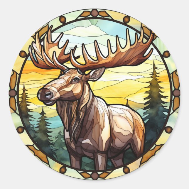 Sticker Rond Verre doux Oie d'Elk Américain (Devant)