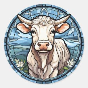 Sticker Rond Verre doux vache de vache