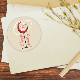Sticker Rond Verre rouge moderne 60e anniversaire