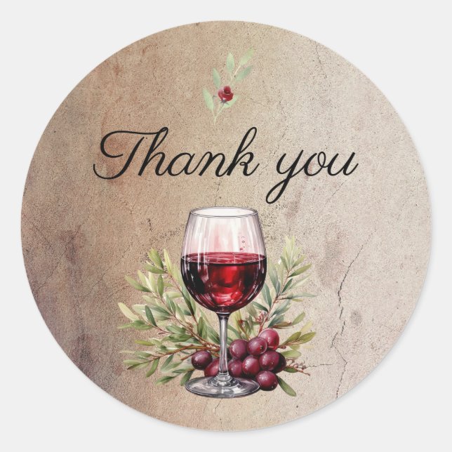 Sticker Rond Verre rouge Olive Aquarelle 50e anniversaire (Devant)
