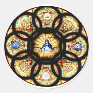 Sticker Rond Verre souillé béni de Vierge Marie