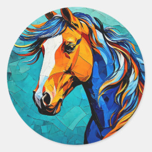 Sticker Rond Verre teinté de cheval
