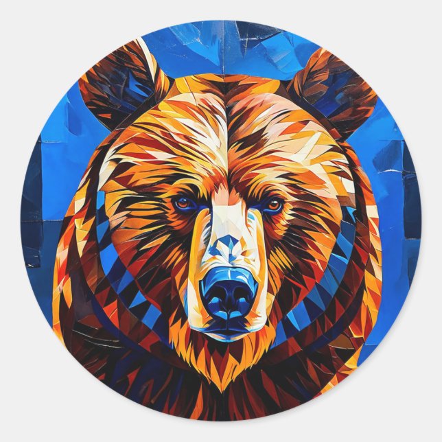 Sticker Rond Verre tendu à l'ours (Devant)