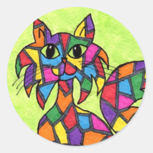Sticker Rond Verre tendu Kitty