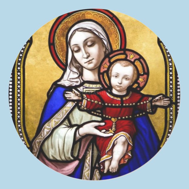 Sticker Rond Verre tendu Marie Jeune Jésus Enveloppe Sceau (Créateur téléchargé)