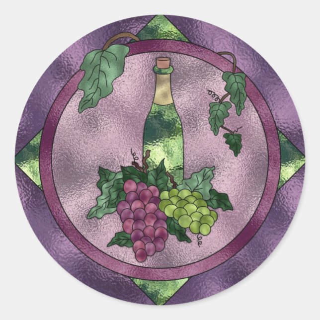 Sticker Rond Verre Tiré Aimer le vin (Devant)
