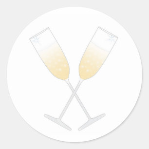 Sticker Rond Verres Champagne