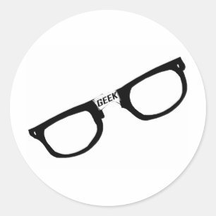 Sticker Rond Verres de geek bordés par noir