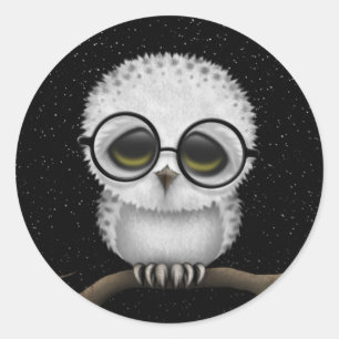 Sticker Rond Verres de port de bébé de hibou mignon de Milou