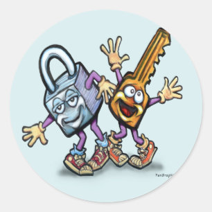 Sticker Rond Verrouiller n clé