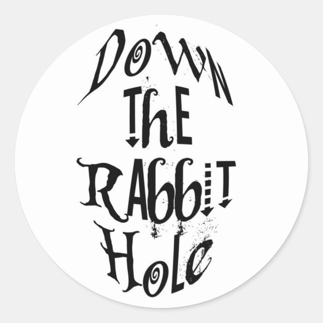 Sticker Rond Vers le bas du trou de lapin (Devant)