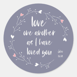 Sticker Rond Verse biblique : Amour mutuel (+ coeurs)