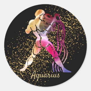 Sticker Rond Verseau - signe de zodiaque