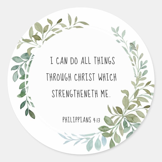 Sticker Rond verset biblique, Philippiens 4:13 (Devant)