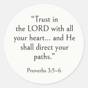Sticker Rond Verset biblique pour le stress, Proverbes 3:5-6, A
