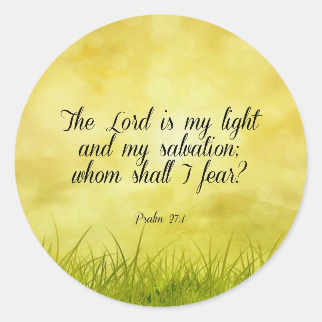 Sticker Rond verset biblique, Psaume 27:1, (Devant)