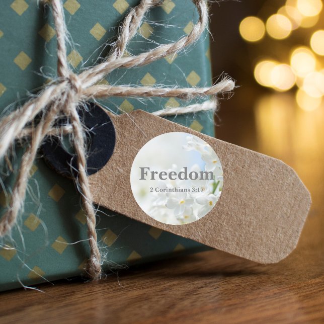 Sticker Rond Verset de la Bible de la Liberté avec d'élégantes  (Créateur téléchargé)