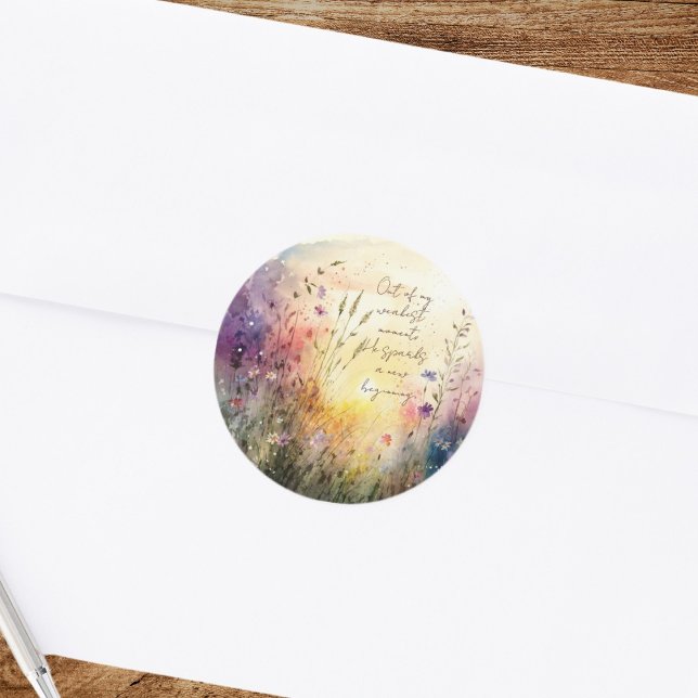 Sticker Rond Verset Fleur sauvage couleur Christian (Créateur téléchargé)