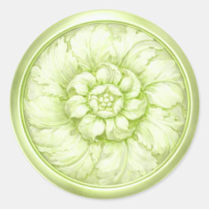 Sticker Rond Vert 2 aspect vieilli baroque relief