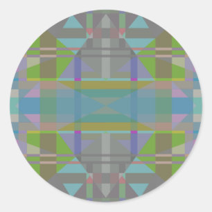 Sticker Rond Vert bleu violet géométrique