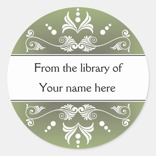 Sticker Rond Vert De La Bibliothèque De Plaques De Livres (Devant)
