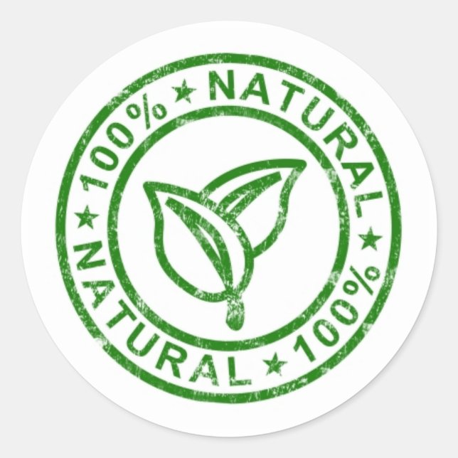 Sticker Rond Vert de produit naturel de 100% (Devant)