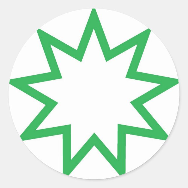 Sticker Rond Vert d'étoile de Bahai (Devant)