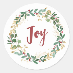Sticker Rond Vert doré blanc Gold Christmas Joy
