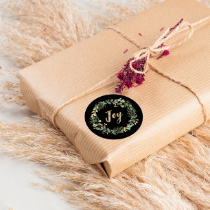 Sticker Rond Vert doré Noir   Gold Christmas Joy