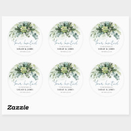 Sticker Rond Vert doux Mariage Succulent Floral Botanique