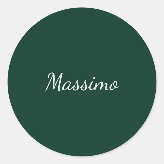 Sticker Rond Vert foncé Élégant Casual Propre Nom Écriture manu (Devant)