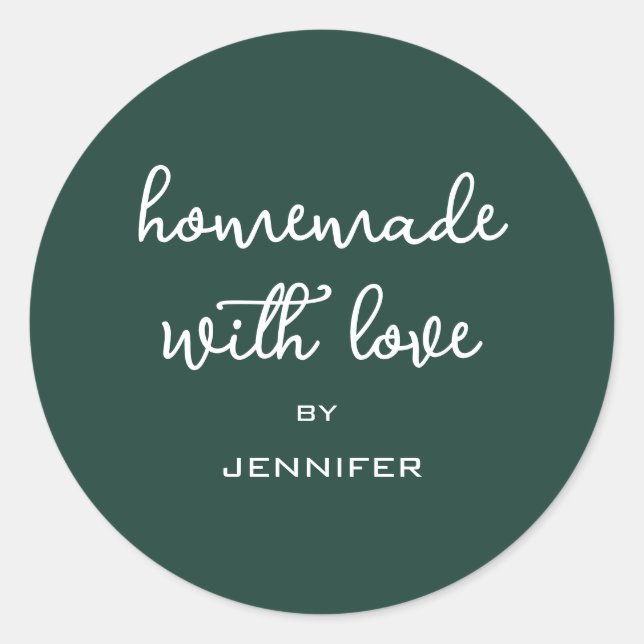 Sticker Rond Vert forêt fait maison avec amour (Devant)