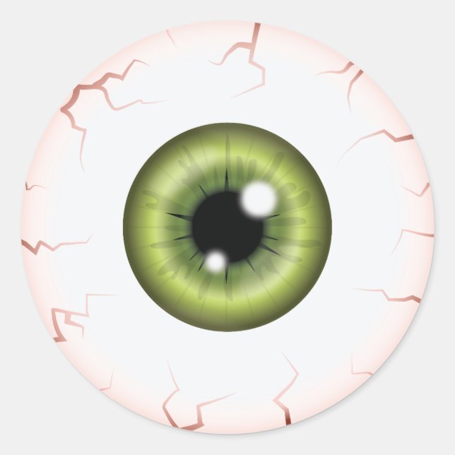 Sticker Rond Vert Iris Eyeball Effrayant Saignant Oeil Hallowee (Devant)