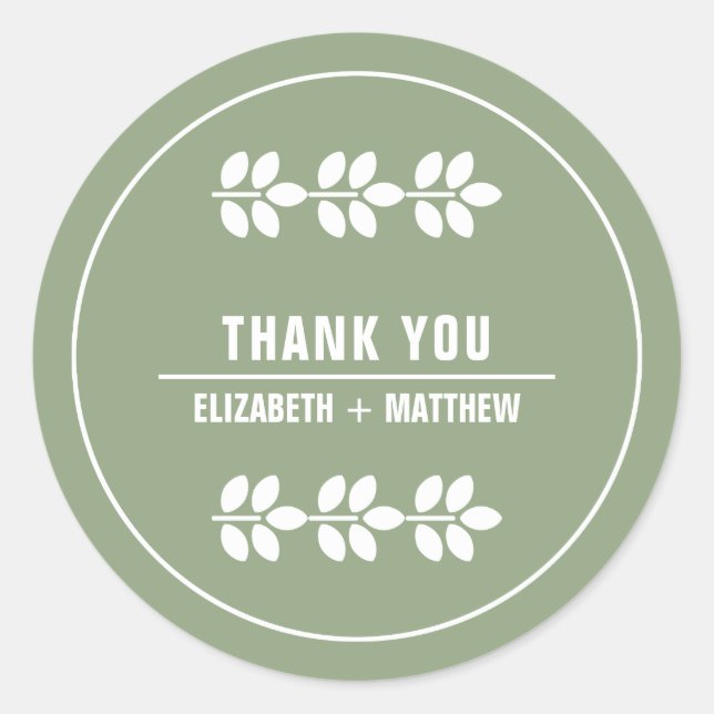 Sticker Rond Vert | Mariage Branches blanches (Devant)