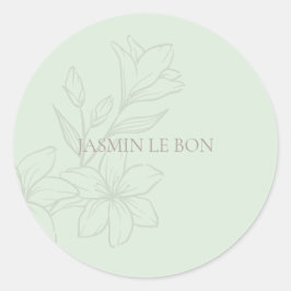 Sticker Rond Vert menthe | Chic minimaliste floral