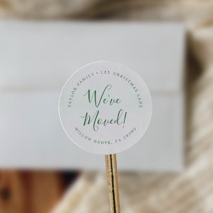 Sticker Rond Vert minimal Nous avons déplacé l'adresse de retou