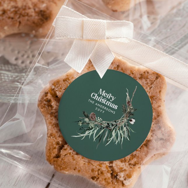 Sticker Rond Vert moderne élégant aquarelle botanique (Créateur téléchargé)