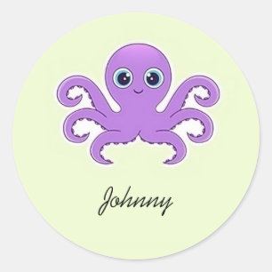 Sticker Rond Vert octopus mou violet