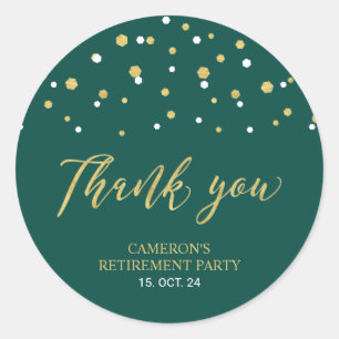 Sticker Rond Vert & Or   Merci moderne de la retraite favorable