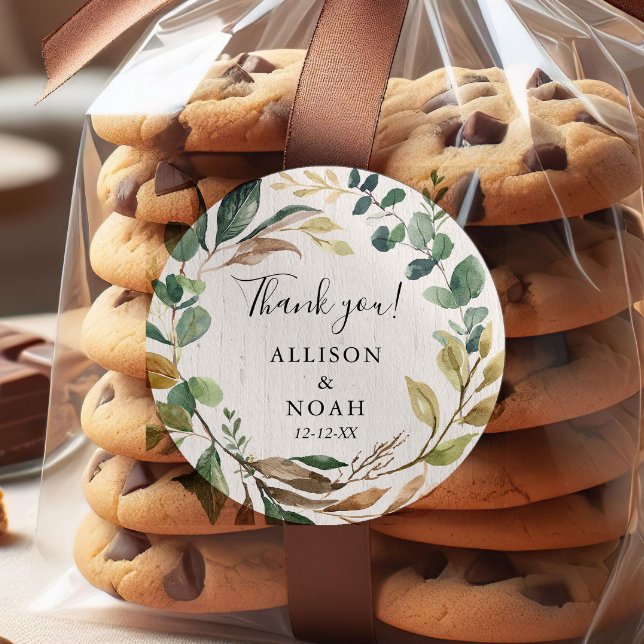 Sticker Rond Vert rustique verdure feuillage faveur botanique (Créateur téléchargé)