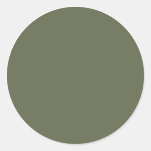 Sticker Rond Vert Sage foncé Élégant couleur solide neutre