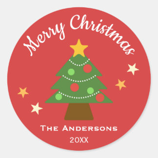 Sticker Rond Very Merry Starlight Christmas Tree