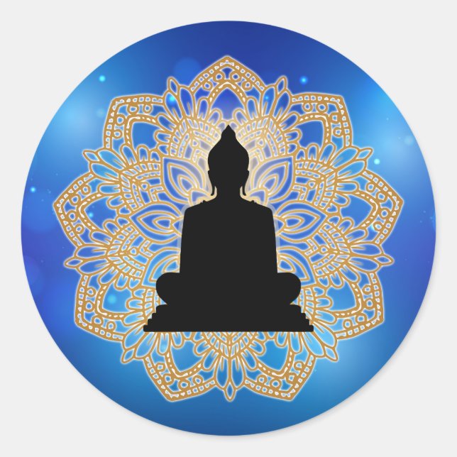 Sticker Rond Vesak Day Bouddha et Mandala Vaisakha Purnima (Devant)