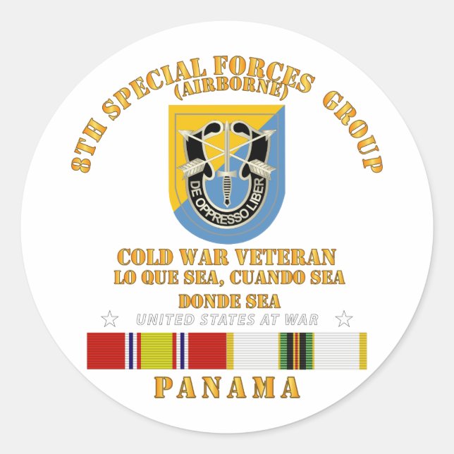 Sticker Rond Vet de guerre froide - 8e Groupe des forces spécia (Devant)