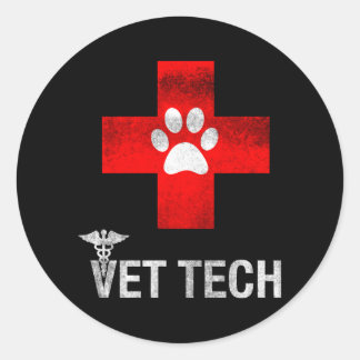 Sticker Rond Vet Tech Style désaffecté Vet Tech
