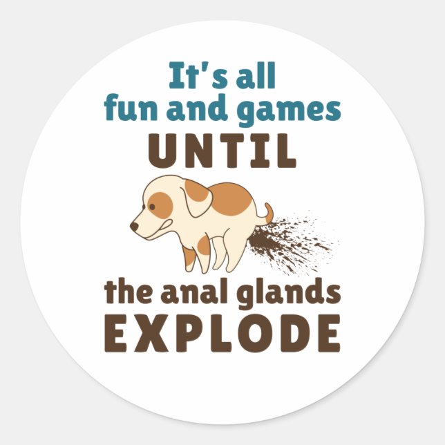 Sticker Rond Vet Tech Vétérinaire Anal Glands Explosion (Devant)