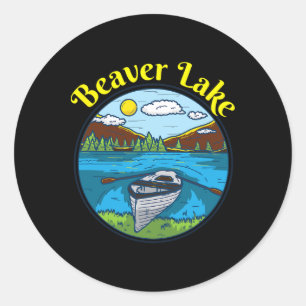 Sticker Rond Vêtements Beaver Lake Arkansas Rétro Bateau 